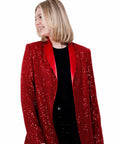 Glitter blazer rood
