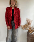 Glitter blazer rood